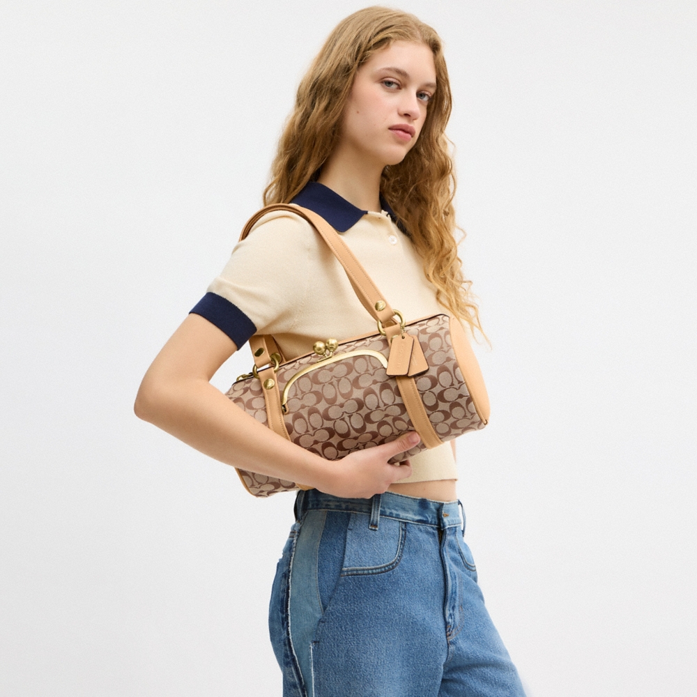 Coach Kisslock Barrel Bag In Signature Jacquard - Preorder - Image 7