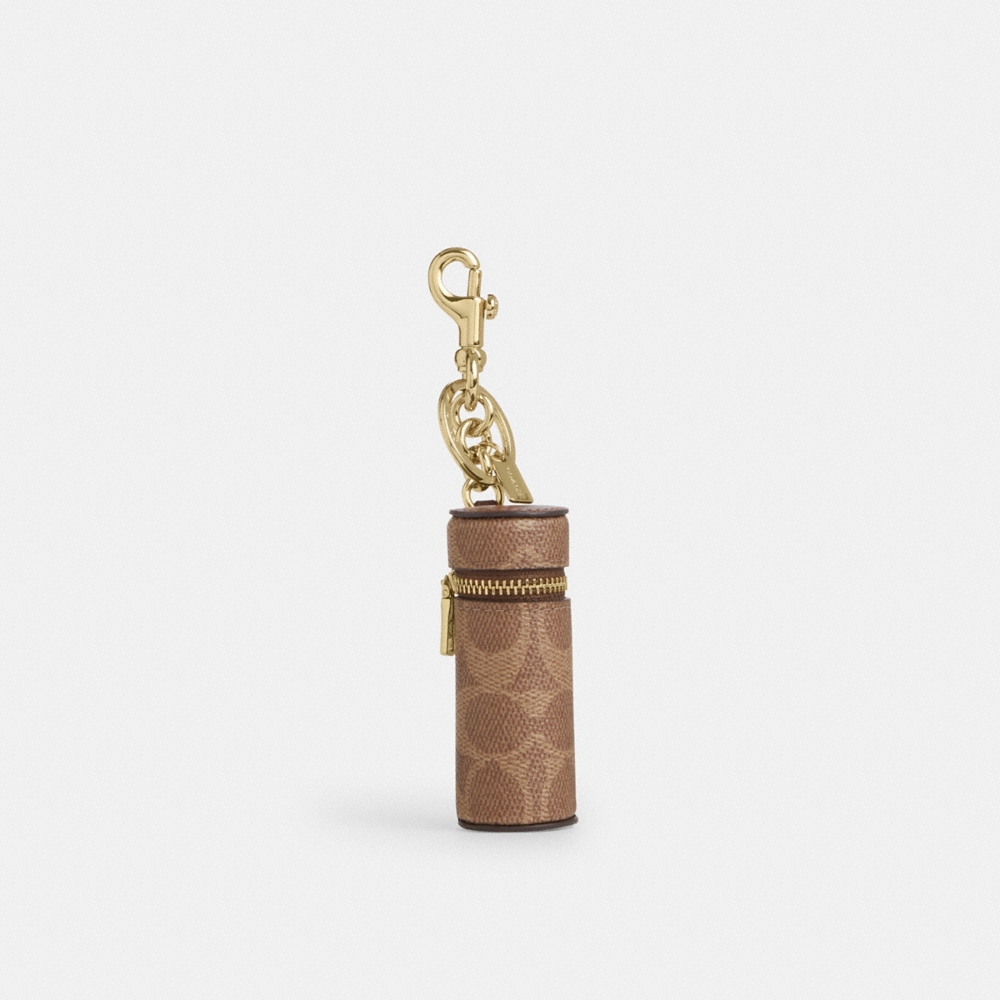Coach Outlet Lipstick Case Bag Charm In Signature Canvas - Preorder