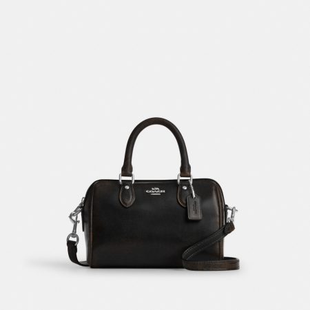 Coach Outlet Mini Rowan Crossbody Bag In Loved Leather - Preorder — Silver/Black Brown