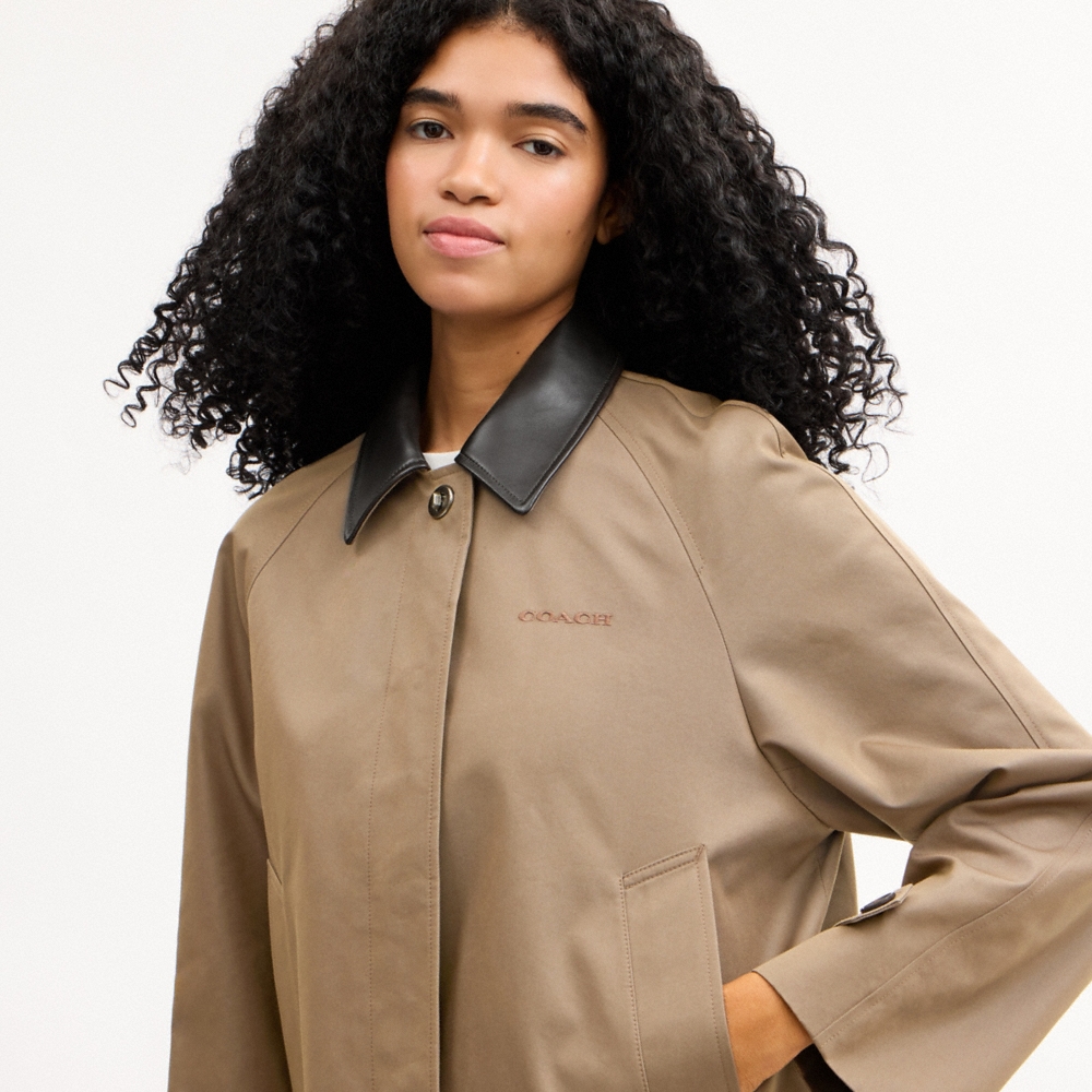 Coach Outlet Swing Trench Coat With Leather Collar - Preorder