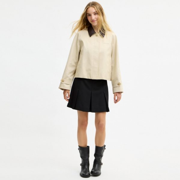 Coach Outlet Swing Trench Coat With Leather Collar - Preorder