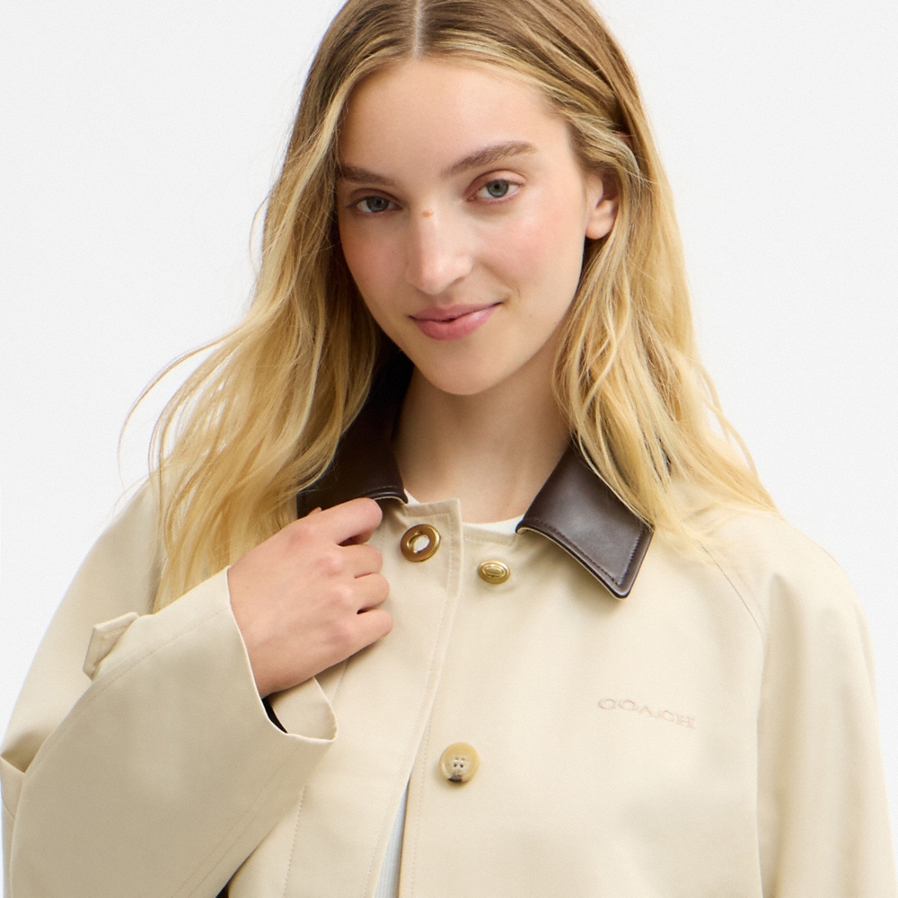 Coach Outlet Swing Trench Coat With Leather Collar - Preorder