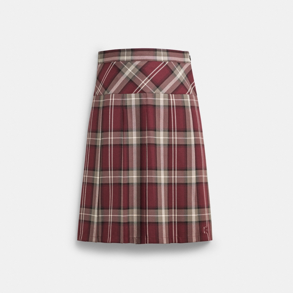 Coach Outlet Pleated Plaid Midi Skirt - Preorder