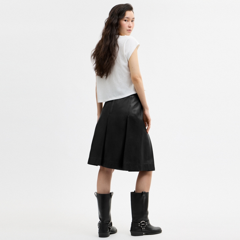 Coach Outlet Pleated Leather Midi Skirt - Preorder
