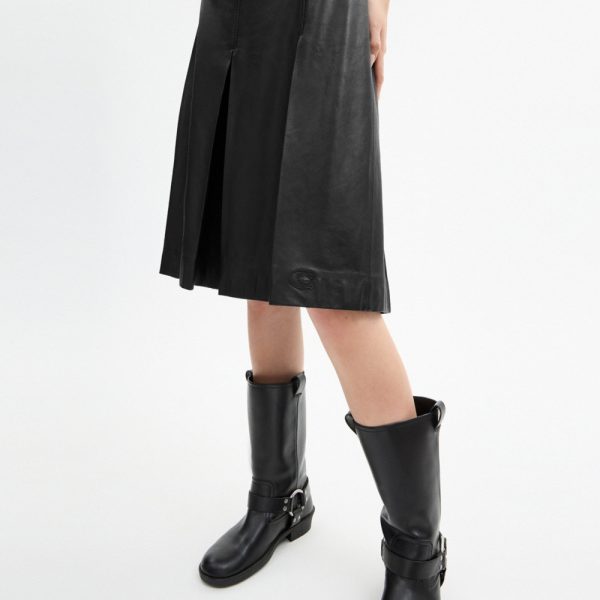 Coach Outlet Pleated Leather Midi Skirt - Preorder