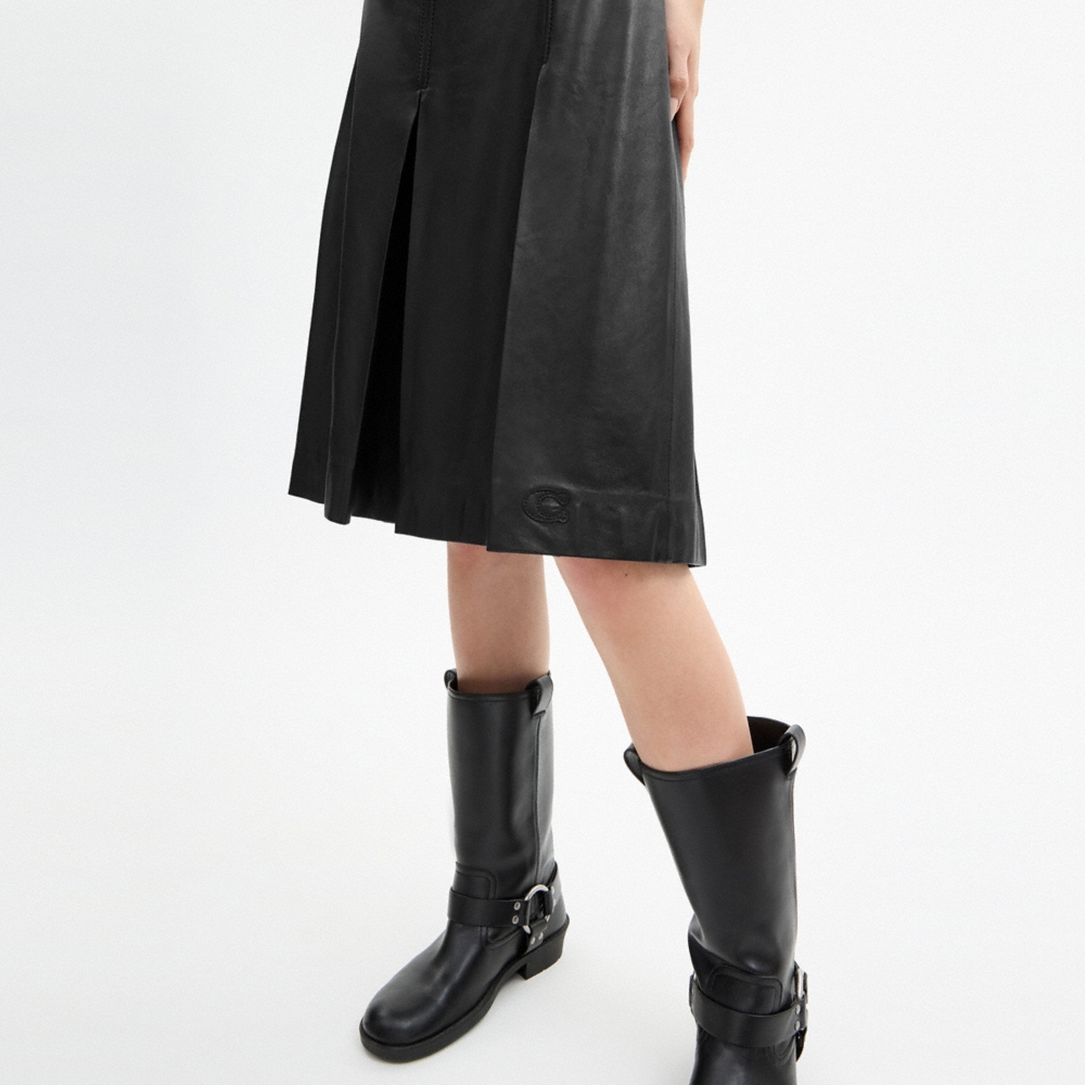 Coach Outlet Pleated Leather Midi Skirt - Preorder