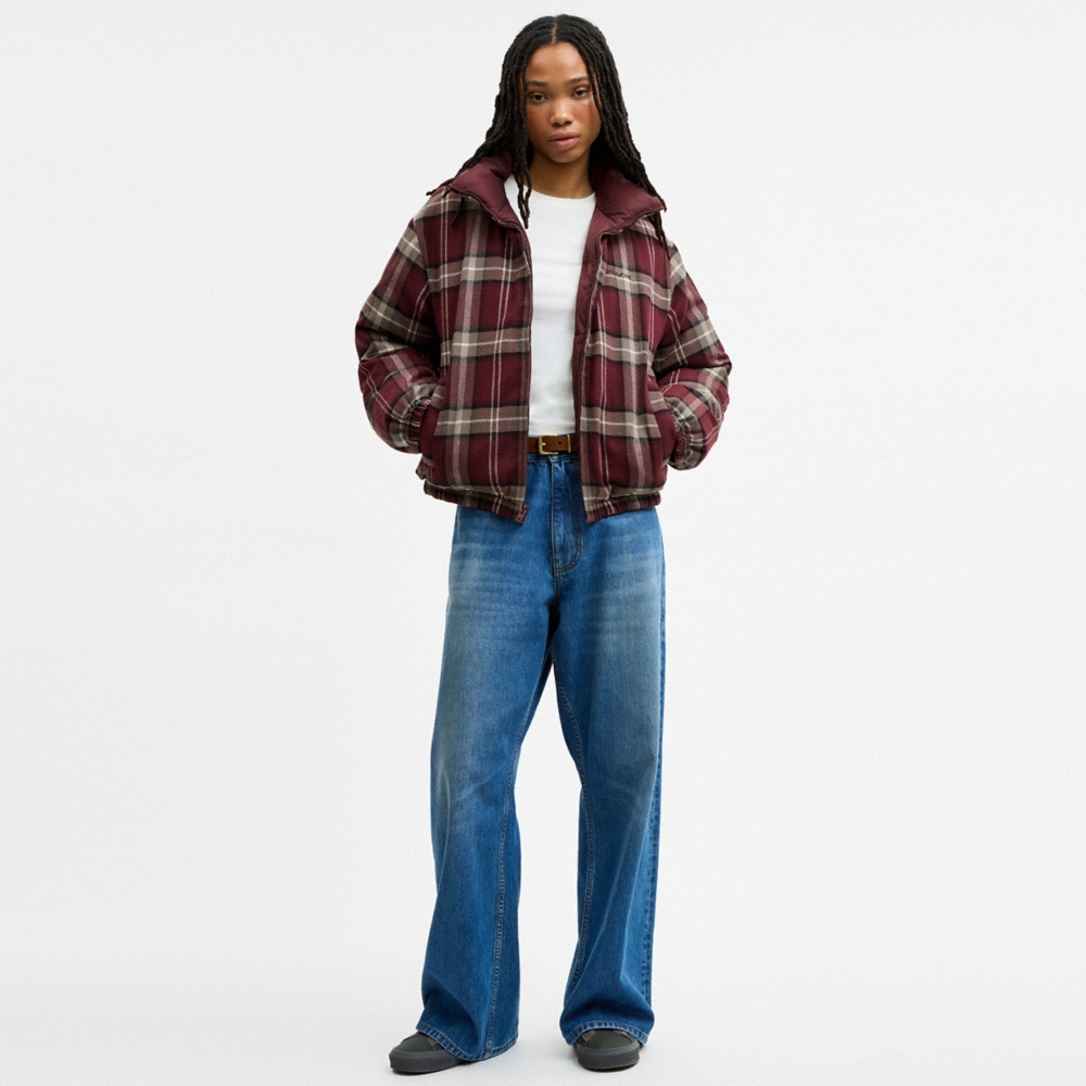 Coach Outlet Reversible Plaid Short Puffer - Preorder