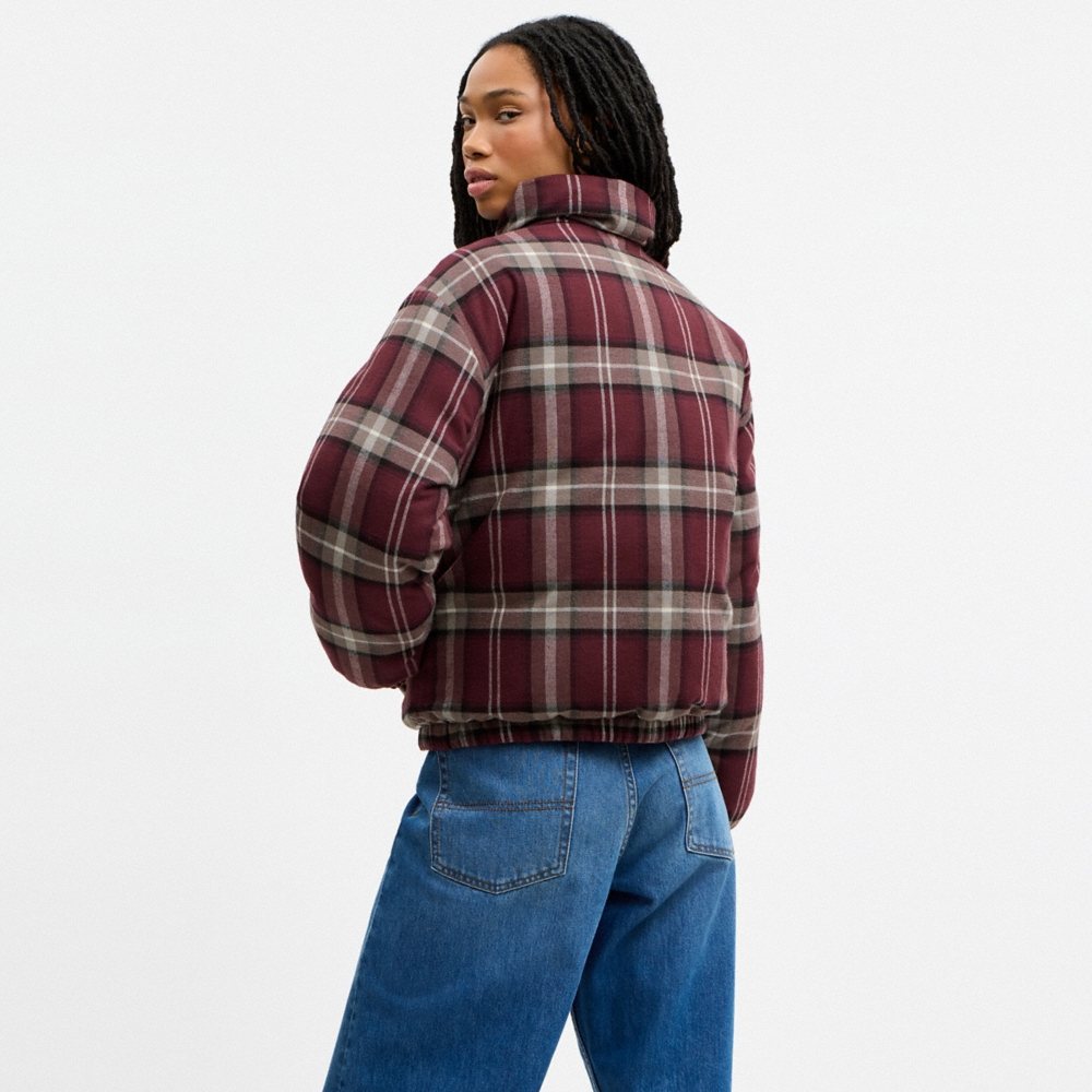 Coach Outlet Reversible Plaid Short Puffer - Preorder