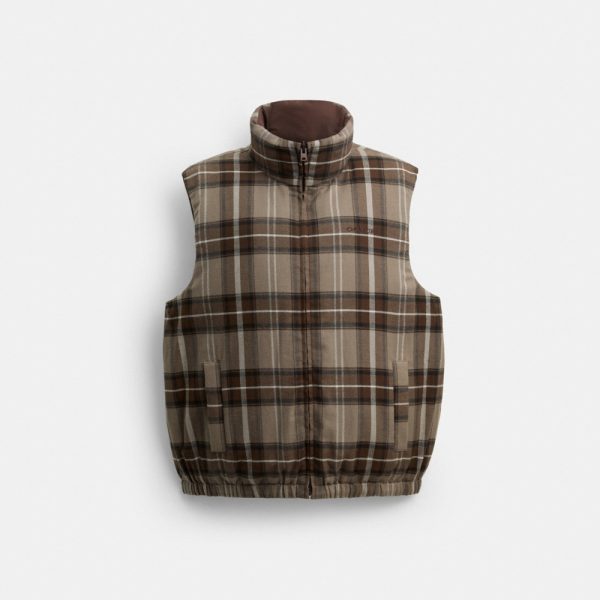 Coach Outlet Reversible Plaid Down Vest - Preorder