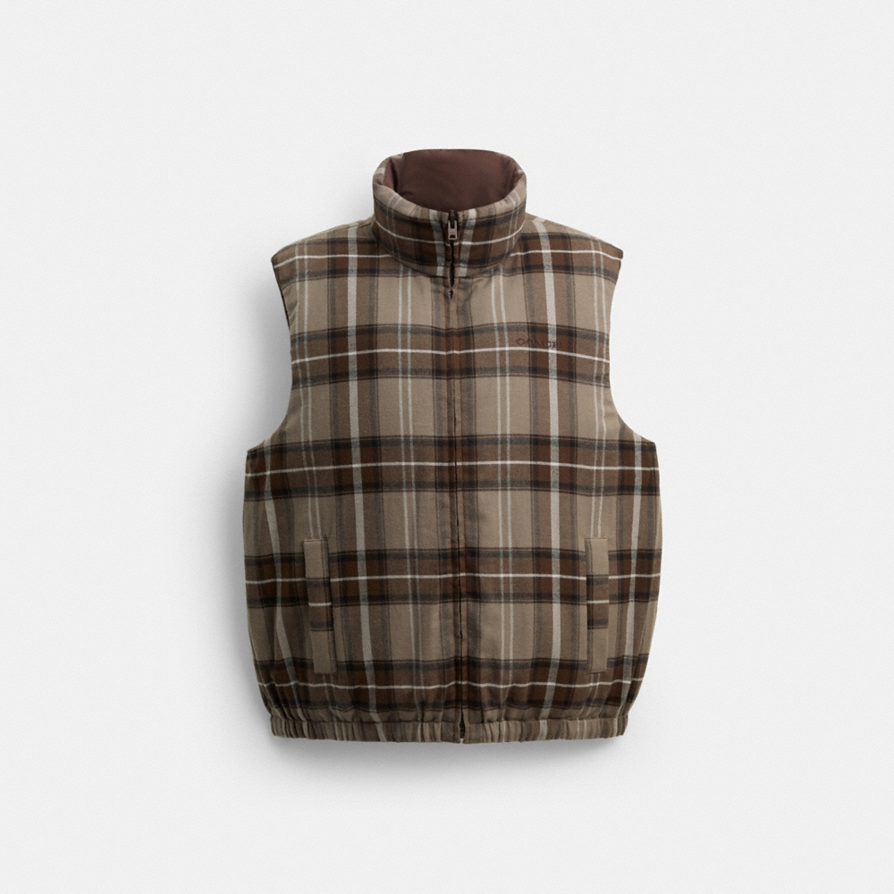 Coach Outlet Reversible Plaid Down Vest - Preorder