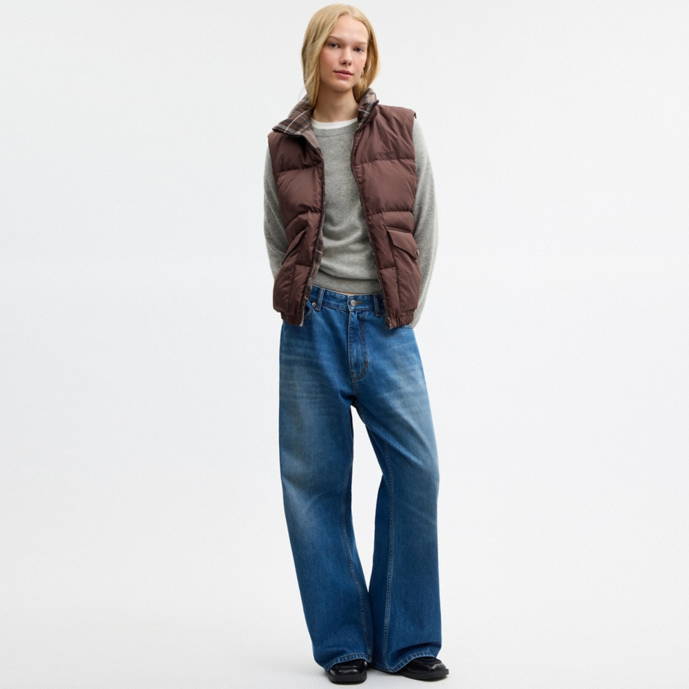 Coach Outlet Reversible Plaid Down Vest - Preorder