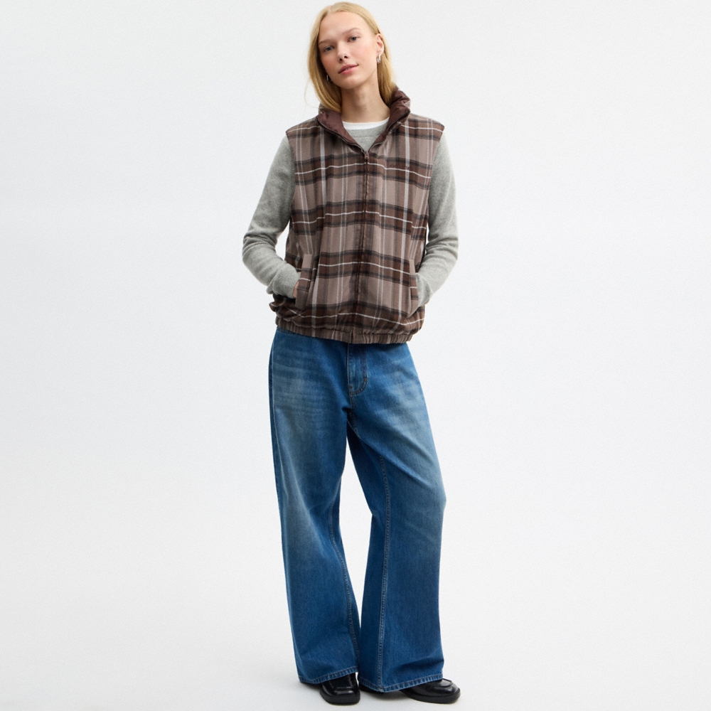 Coach Outlet Reversible Plaid Down Vest - Preorder