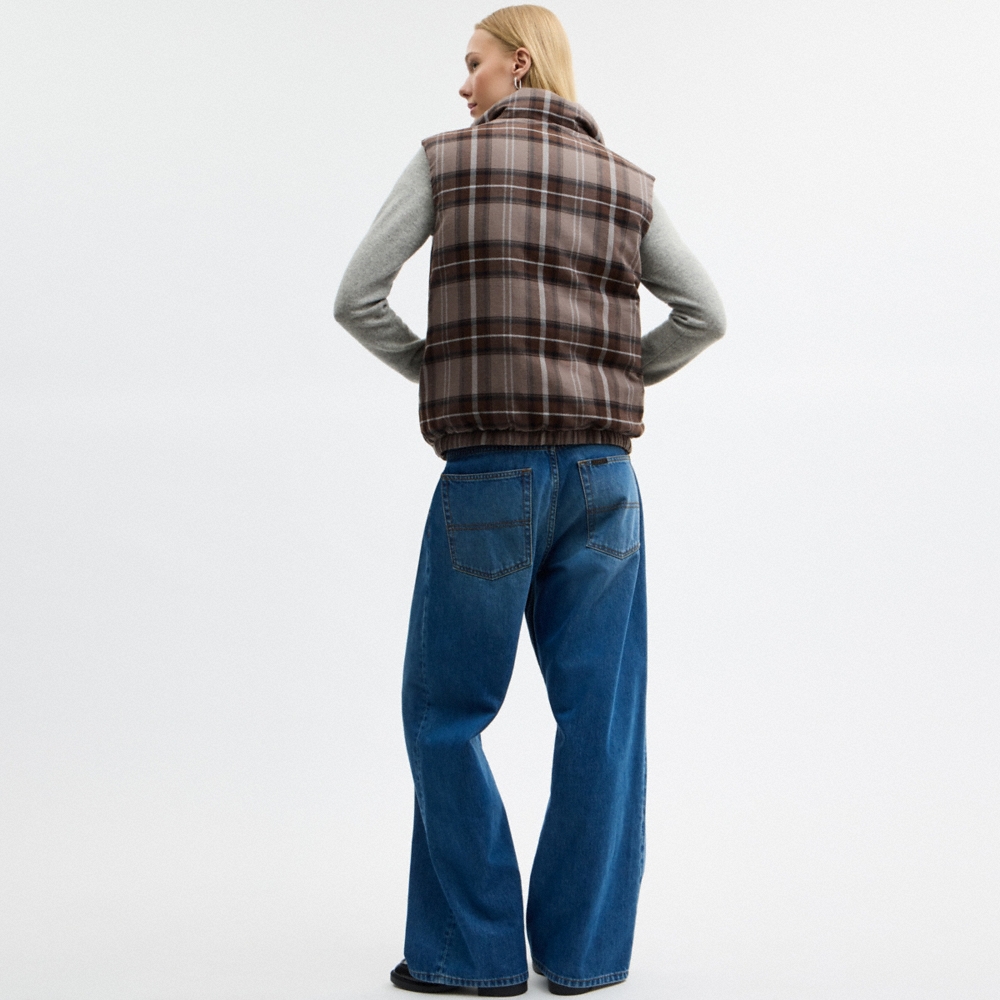 Coach Outlet Reversible Plaid Down Vest - Preorder