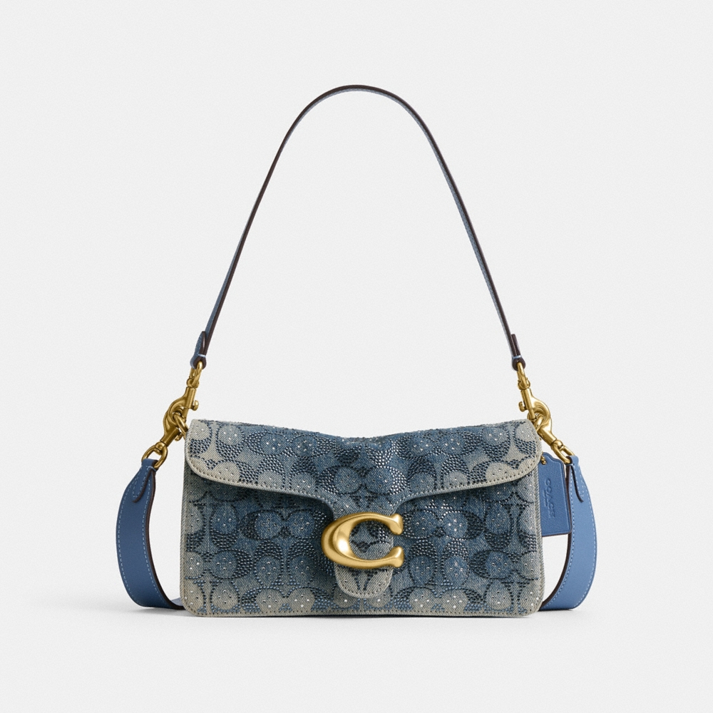 Coach Tabby Shoulder Bag 26 In Regenerative Cotton Denim With Crystal Signature - Preorder
