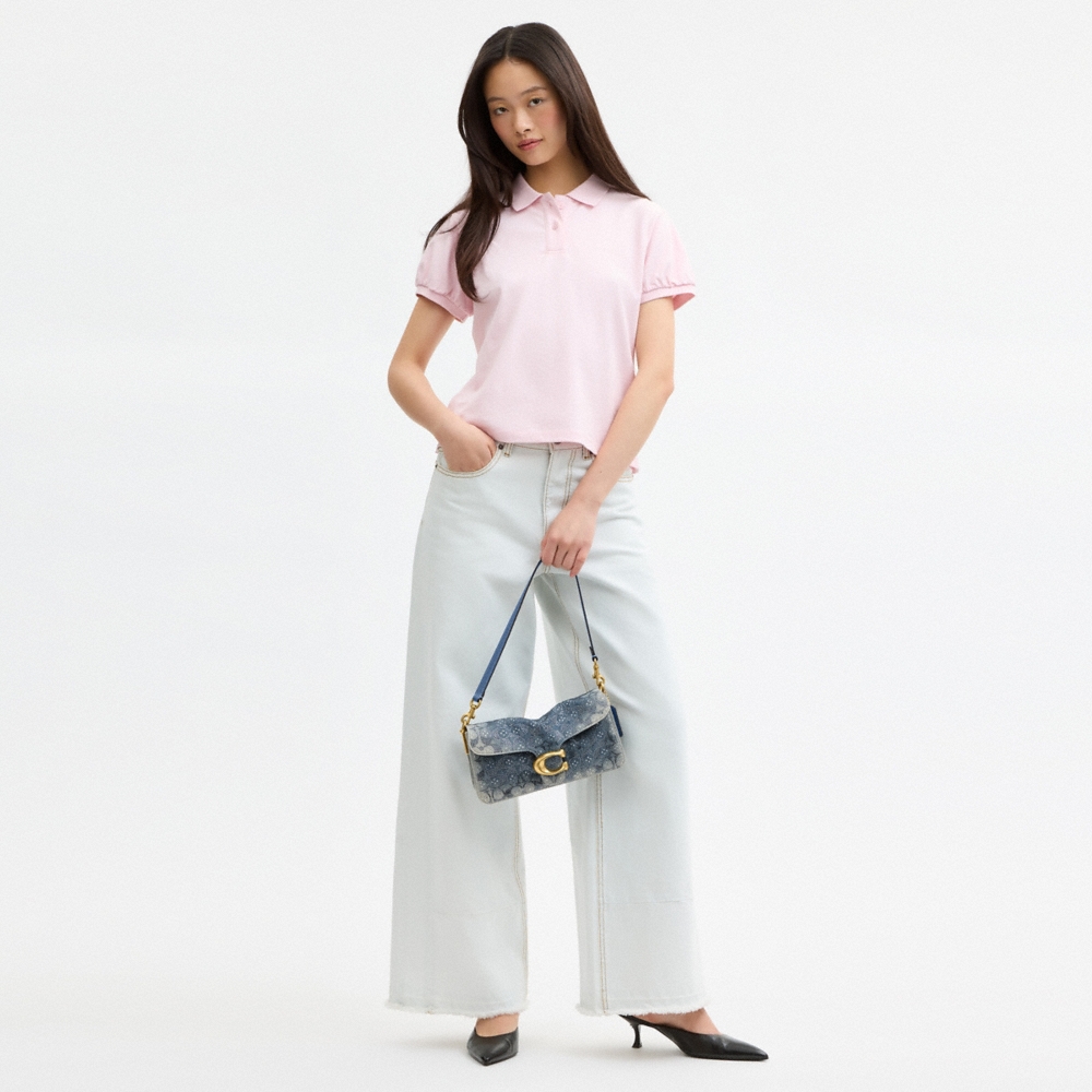 Coach Tabby Shoulder Bag 26 In Regenerative Cotton Denim With Crystal Signature - Preorder