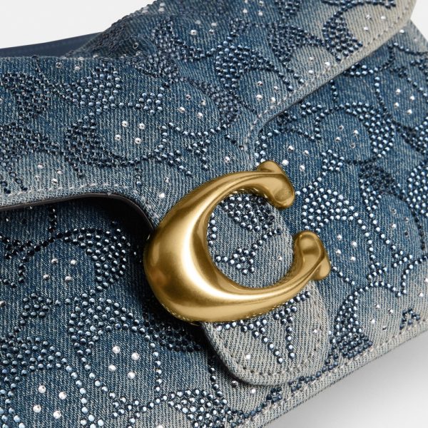 Coach Tabby Shoulder Bag 26 In Regenerative Cotton Denim With Crystal Signature - Preorder