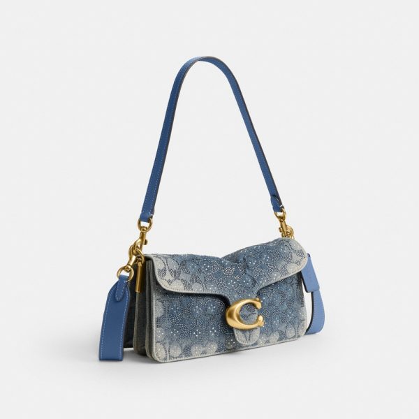 Coach Tabby Shoulder Bag 26 In Regenerative Cotton Denim With Crystal Signature - Preorder
