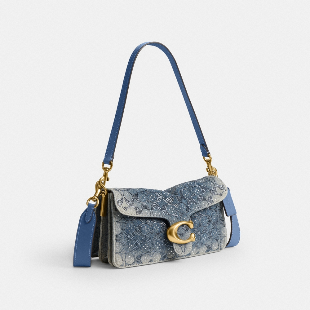 Coach Tabby Shoulder Bag 26 In Regenerative Cotton Denim With Crystal Signature - Preorder