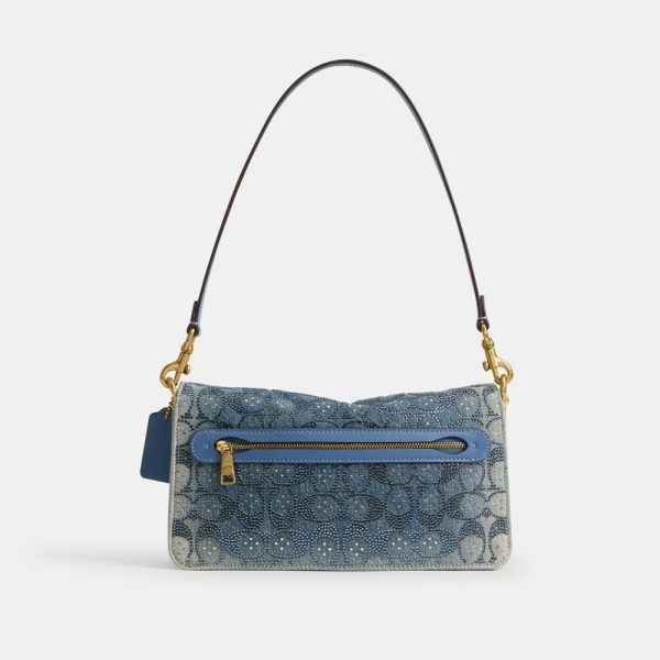 Coach Tabby Shoulder Bag 26 In Regenerative Cotton Denim With Crystal Signature - Preorder