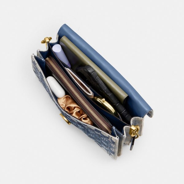 Coach Tabby Shoulder Bag 26 In Regenerative Cotton Denim With Crystal Signature - Preorder