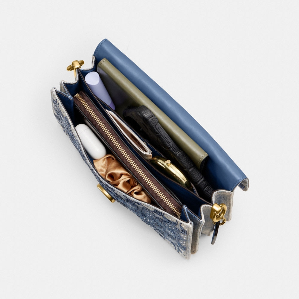 Coach Tabby Shoulder Bag 26 In Regenerative Cotton Denim With Crystal Signature - Preorder