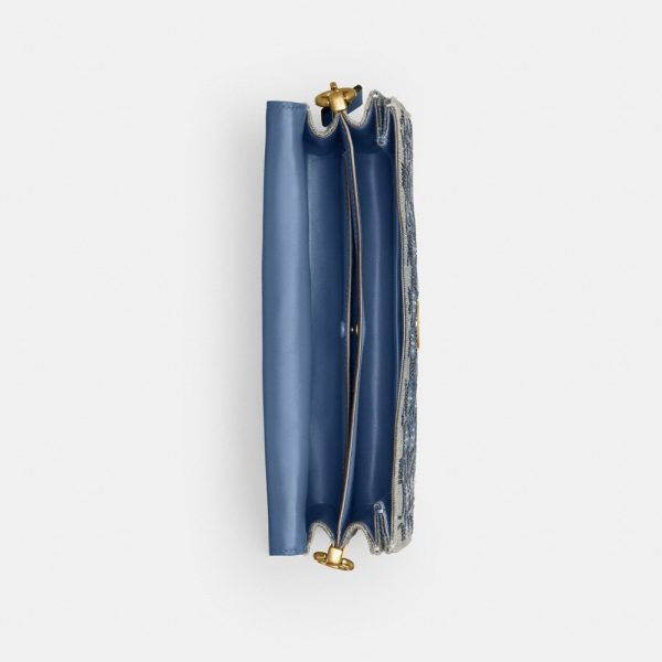 Coach Tabby Shoulder Bag 26 In Regenerative Cotton Denim With Crystal Signature - Preorder