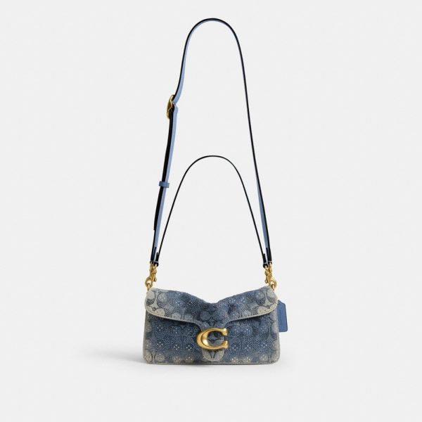 Coach Tabby Shoulder Bag 26 In Regenerative Cotton Denim With Crystal Signature - Preorder