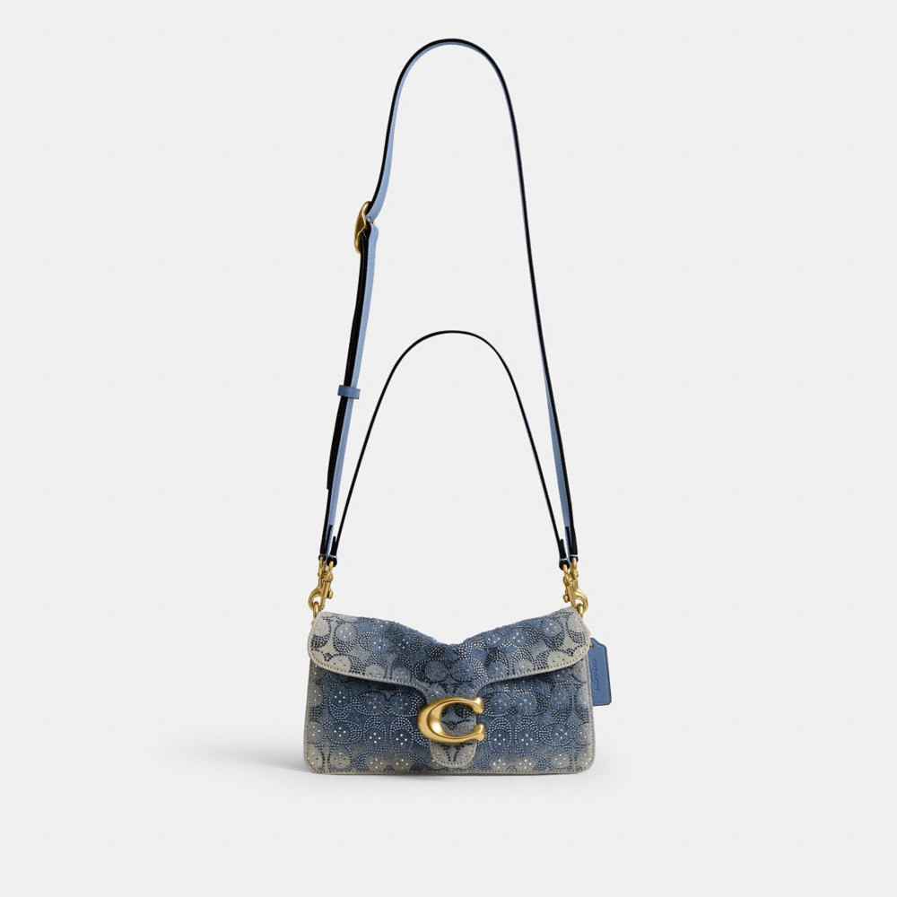 Coach Tabby Shoulder Bag 26 In Regenerative Cotton Denim With Crystal Signature - Preorder