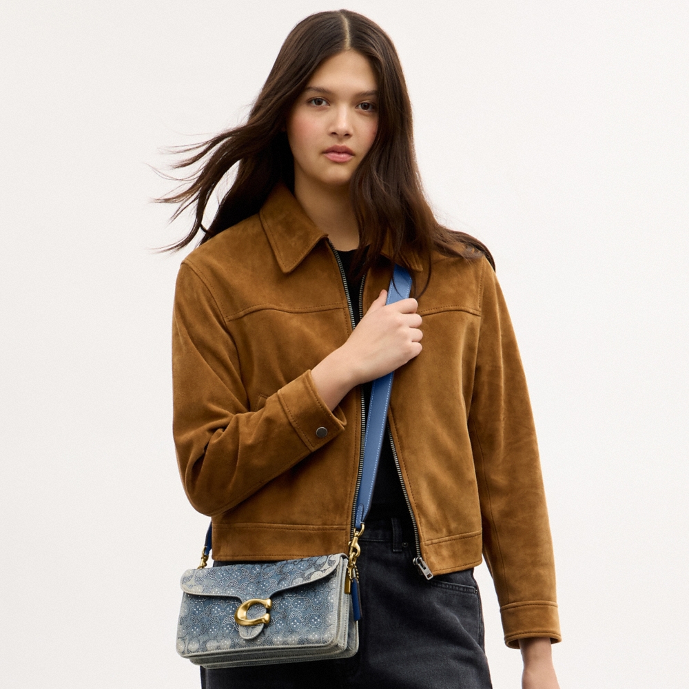 Coach Tabby Shoulder Bag 26 In Regenerative Cotton Denim With Crystal Signature - Preorder