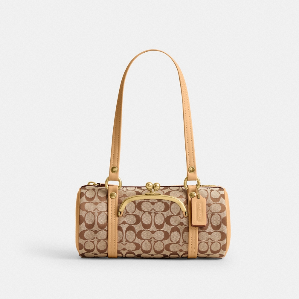 Coach Outlet Kisslock Barrel Bag 28 In Signature Jacquard - Preorder