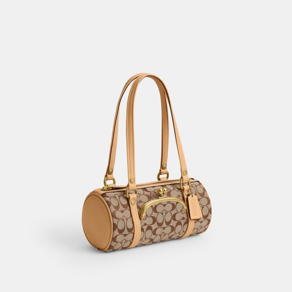 Coach Outlet Kisslock Barrel Bag 28 In Signature Jacquard - Preorder
