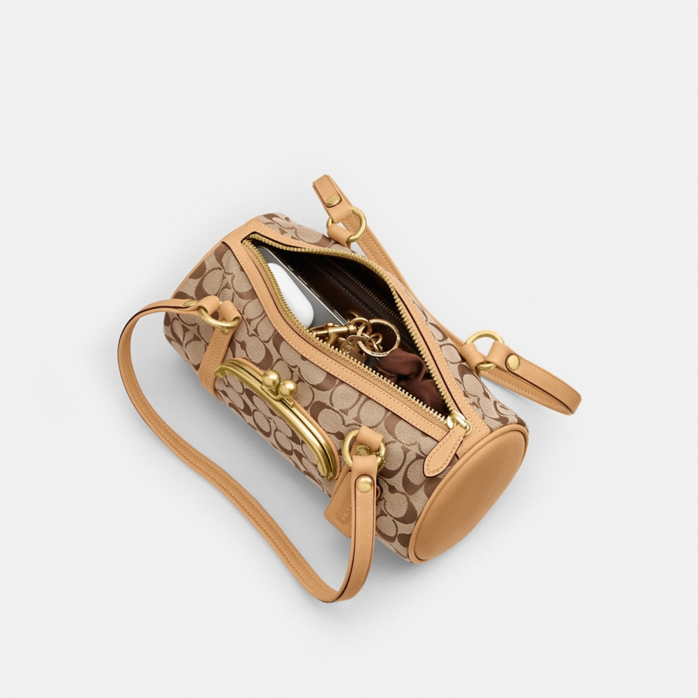 Coach Outlet Kisslock Barrel Bag 28 In Signature Jacquard - Preorder