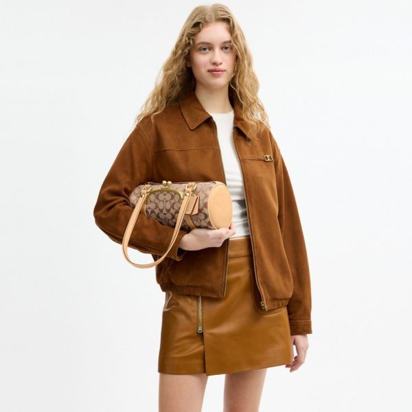 Coach Outlet Kisslock Barrel Bag 28 In Signature Jacquard - Preorder