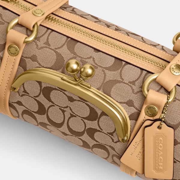 Coach Outlet Kisslock Barrel Bag 28 In Signature Jacquard - Preorder