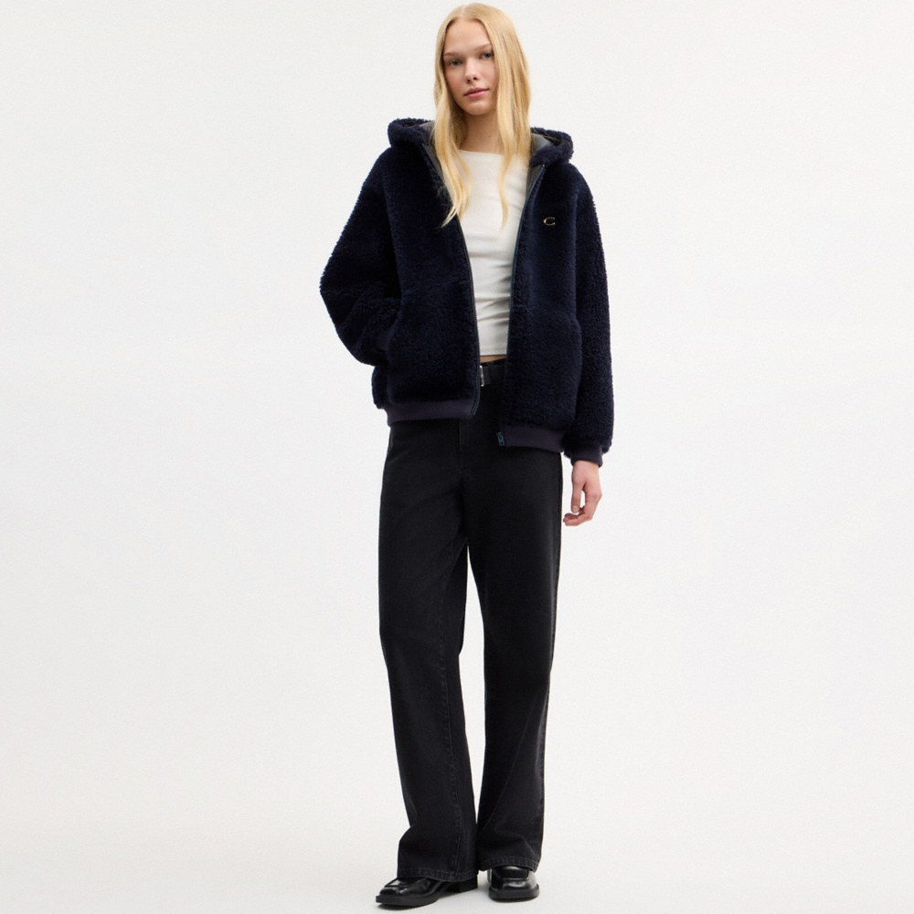 Coach Oversized Shearling Zip Hoodie - Preorder