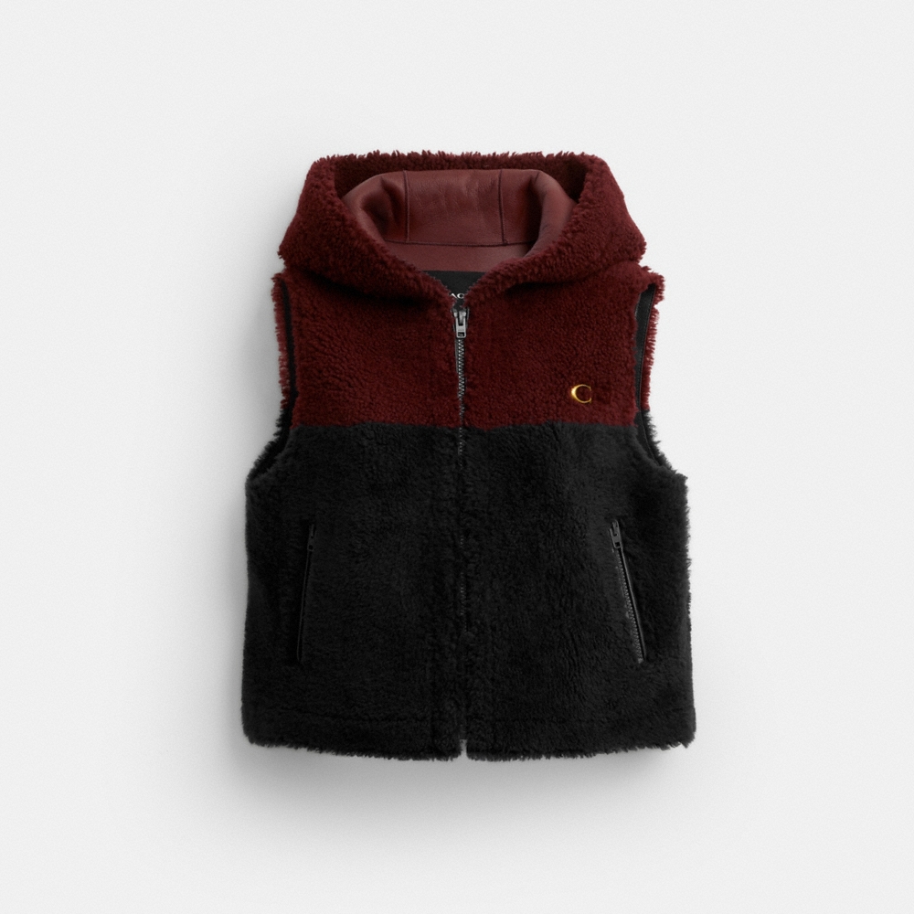 Coach Boxy Shearling Vest With Hood - Preorder