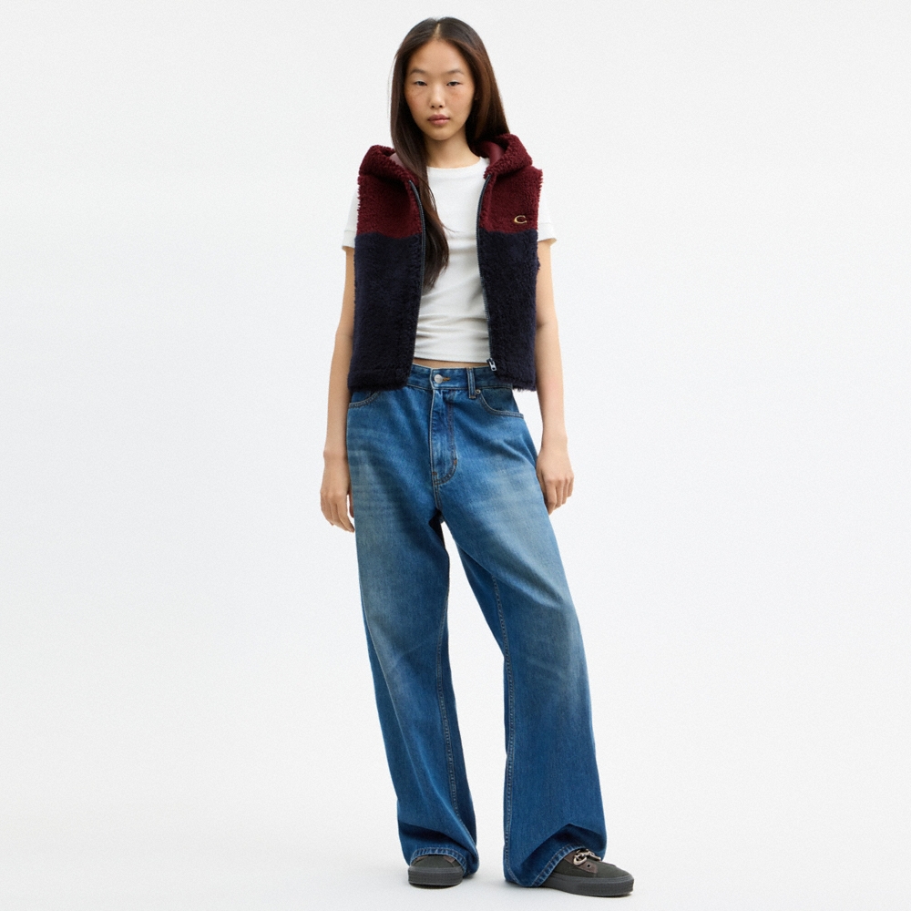 Coach Boxy Shearling Vest With Hood - Preorder