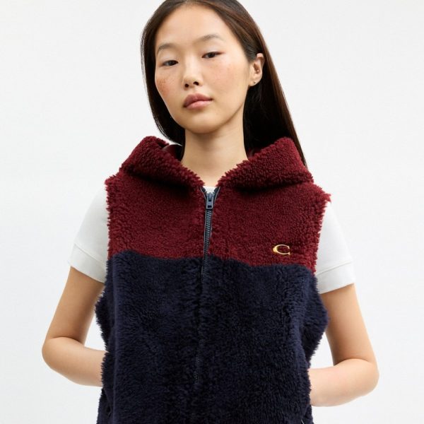 Coach Boxy Shearling Vest With Hood - Preorder