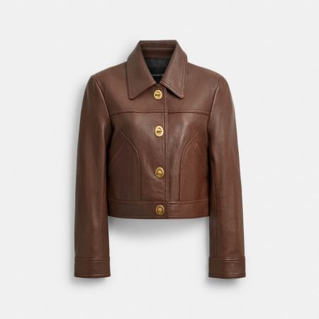 Coach Shrunken Leather Jacket With Turnlocks - Preorder — Maple