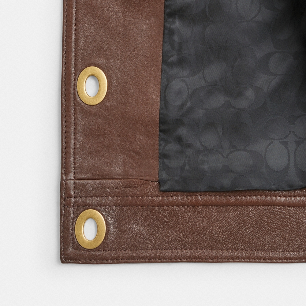 Coach Shrunken Leather Jacket With Turnlocks - Preorder