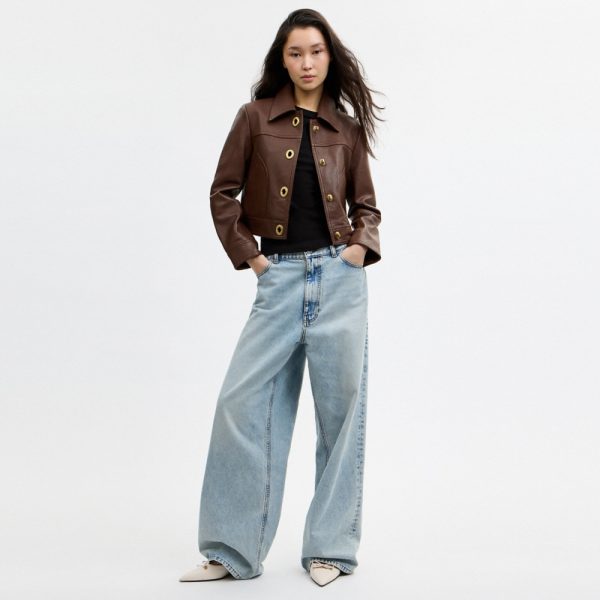 Coach Shrunken Leather Jacket With Turnlocks - Preorder