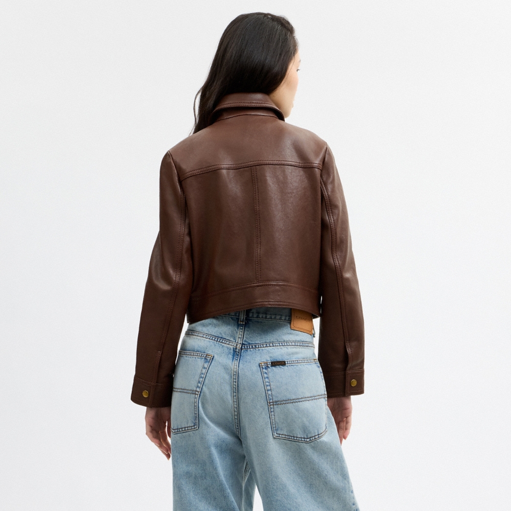 Coach Shrunken Leather Jacket With Turnlocks - Preorder