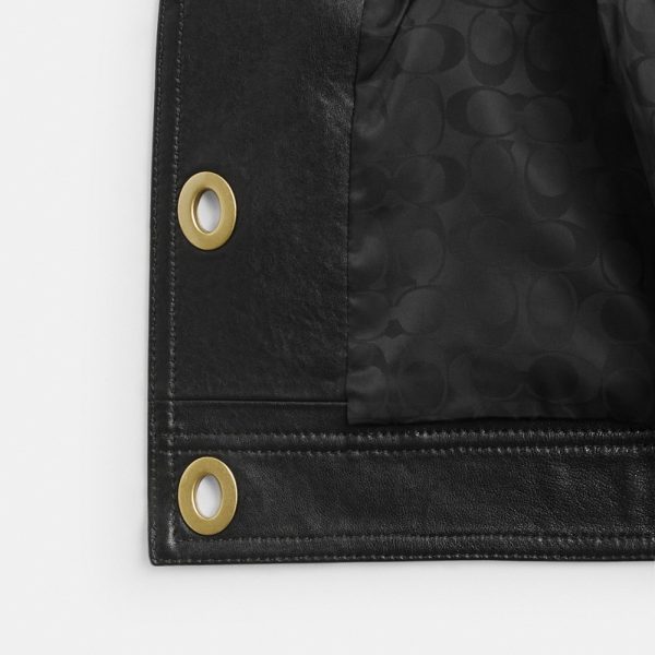 Coach Shrunken Leather Jacket With Turnlocks - Preorder