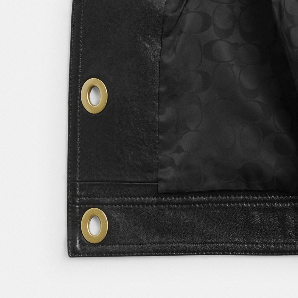 Coach Shrunken Leather Jacket With Turnlocks - Preorder