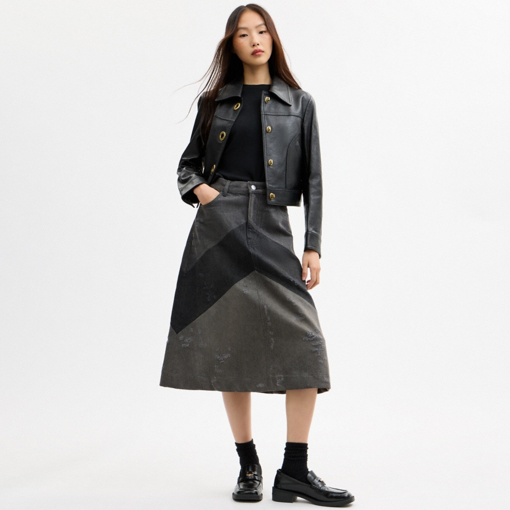 Coach Shrunken Leather Jacket With Turnlocks - Preorder