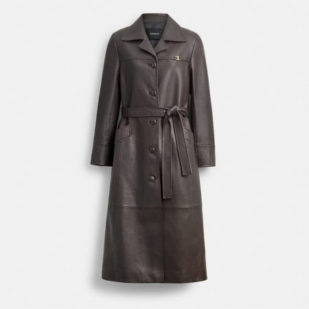 Coach Leather Trench - Preorder — Dark Brown