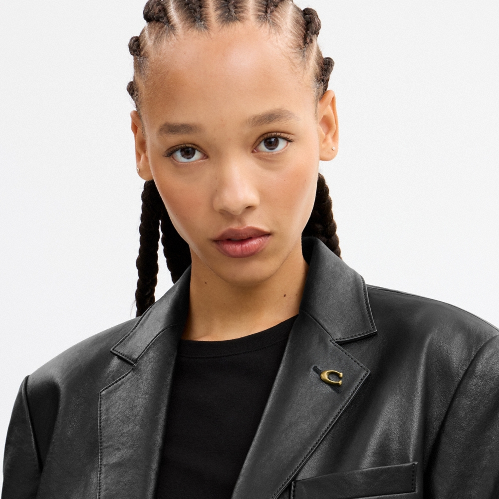Coach Relaxed Leather Blazer - Preorder