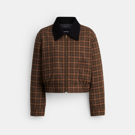 Coach Cropped Boxy Blouson - Preorder — Chocolate Multi