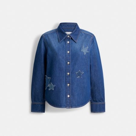 Coach Motif Denim Shirt In Organic Cotton - Preorder — Blue