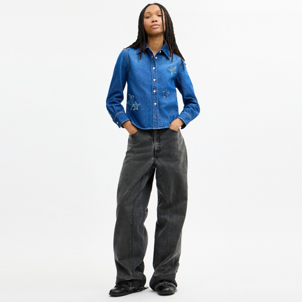 Coach Motif Denim Shirt In Organic Cotton - Preorder